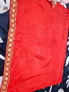 Viral saree with Red velvet lace&amp; freebie 🎁