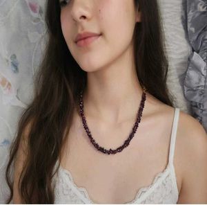 Unique Gemstone Beaded Necklace Maroon