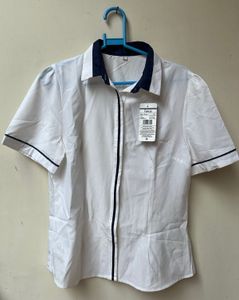 Chic White Short Sleeve Button-Up Top