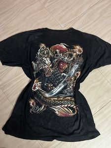 Men's Samurai Dragon Graphic T-Shirt glow in the l