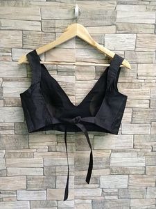 Classic Black Deep V Neck Blouse fix price