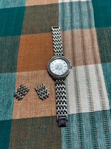 Elegant Silver Tone Watch with Rhinestone Accents