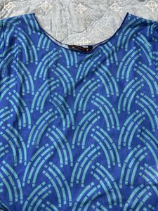 Dressberry Blue Patterned Crop Top