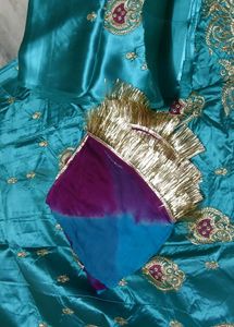 Blue &amp; Purple Rajputi Poshak Dress Mater