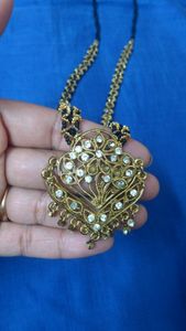 Black and golden long pendant chain