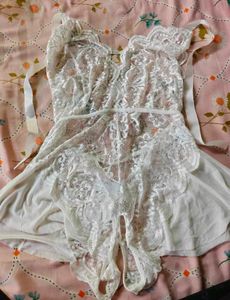 Elegant White Lace Teddy