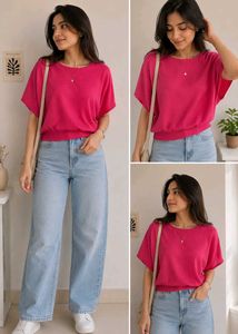 Brand New Pink Textured Batwing Top | Chic |