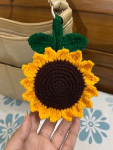Crocheted Sunflower Bag Charm