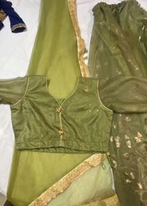 Olive Green Embellished Lehenga Set