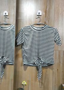 Striped Tie-Front Cropped top