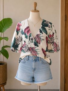 Floral Print Wrap Top