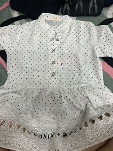 White Polka Dot Peplum Blouse