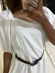 Chic White Puff Sleeve Dress