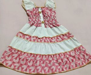 Adorable Pink Leaf Print Dress