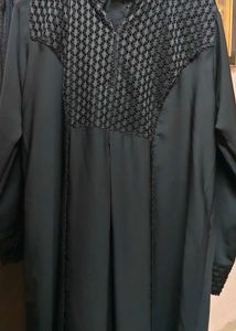 Elegant Black Abaya with Lace Detail