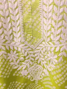 HOC Lime Green Embroidered Kurta