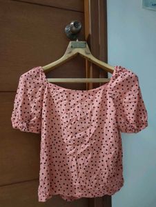 ONLY Peach Polka Dot Puff Sleeve Top 🎀