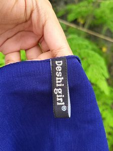 Sleeve Cutout Navy Blue Top