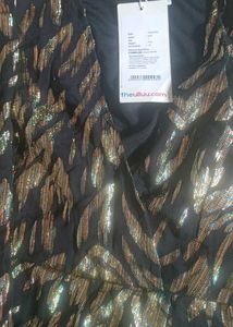 Elegant Black &amp; Gold Sequin Maxi Dress