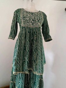 Designer Green Kurta Set with Sharara