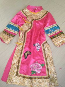 Elegant Pink Silk Gown with Floral Embroidery