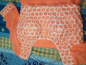 Elegant Peach Saree with Lace Border