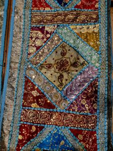 DIWALI DECOR BLUE RUNNER WALL HANGING SHINE GLITER