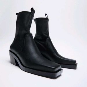 Zara Square Toe Cowboy Ankle Boots