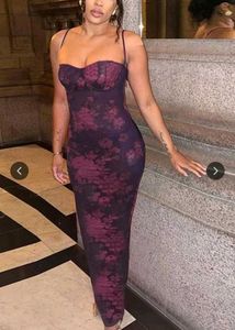 Floral Print Bodycon Maxi Dress