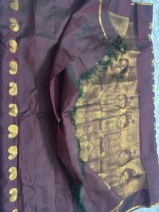Elegant Maroon Silk Saree with Gold Motifs