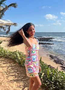 Vibrant Stamp Print Mini Dress
