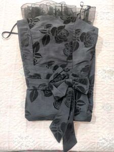 black floral velvet printed dress 👗