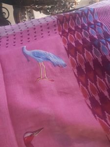 Elegant Pink crane design  Saree
