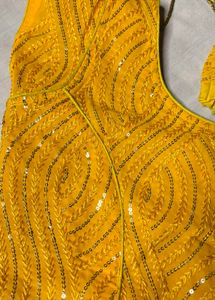 beautiful Yellow Thread &amp; Sequins Blouse