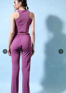 Purple Crop Top &amp; Flared Pants Set