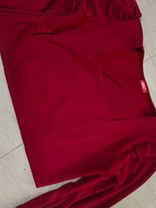 Stylish Red Top with Puff Sleeves