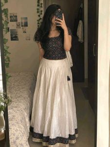 Beautiful Ethnic Golden tissue skirt with Blouse