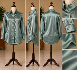Elegant Satin Button-Up Shirt