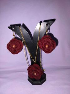 crochet Handmade Flower Jewellery Set
