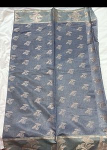 Greyish Blue Banarasi Fabric