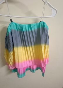 Pleated Tie-Dye Spaghetti Strap Top
