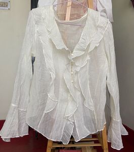 Elegant White Ruffled Blouse