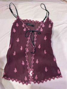 Sheer Embroidered Camisole Top