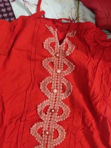 combo of 2 Red Embellished top and cartoon tshirt