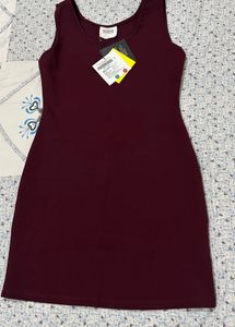 Completely New Maroon Sleeveless Tank Dress