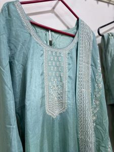 Sea green Embroidered Kurta Set
