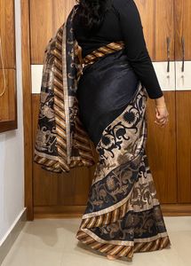 Black Saree with Intricate Golden Border