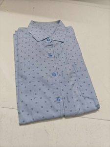 Men's Blue Printed Casual Shirt