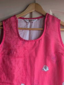 Biba Vibrant Pink Floral Sleeveless Kurta