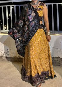 Beautiful Yellow & Black Lehenga Choli